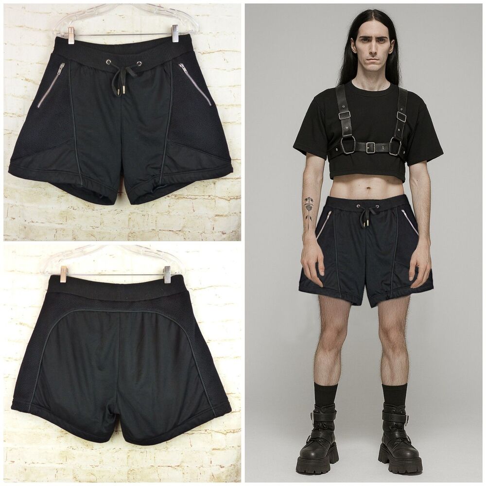 Skingraft Shorts Mens M Black Neoprene Mesh Zipper Jonny Cota Cyber Punk FLAW